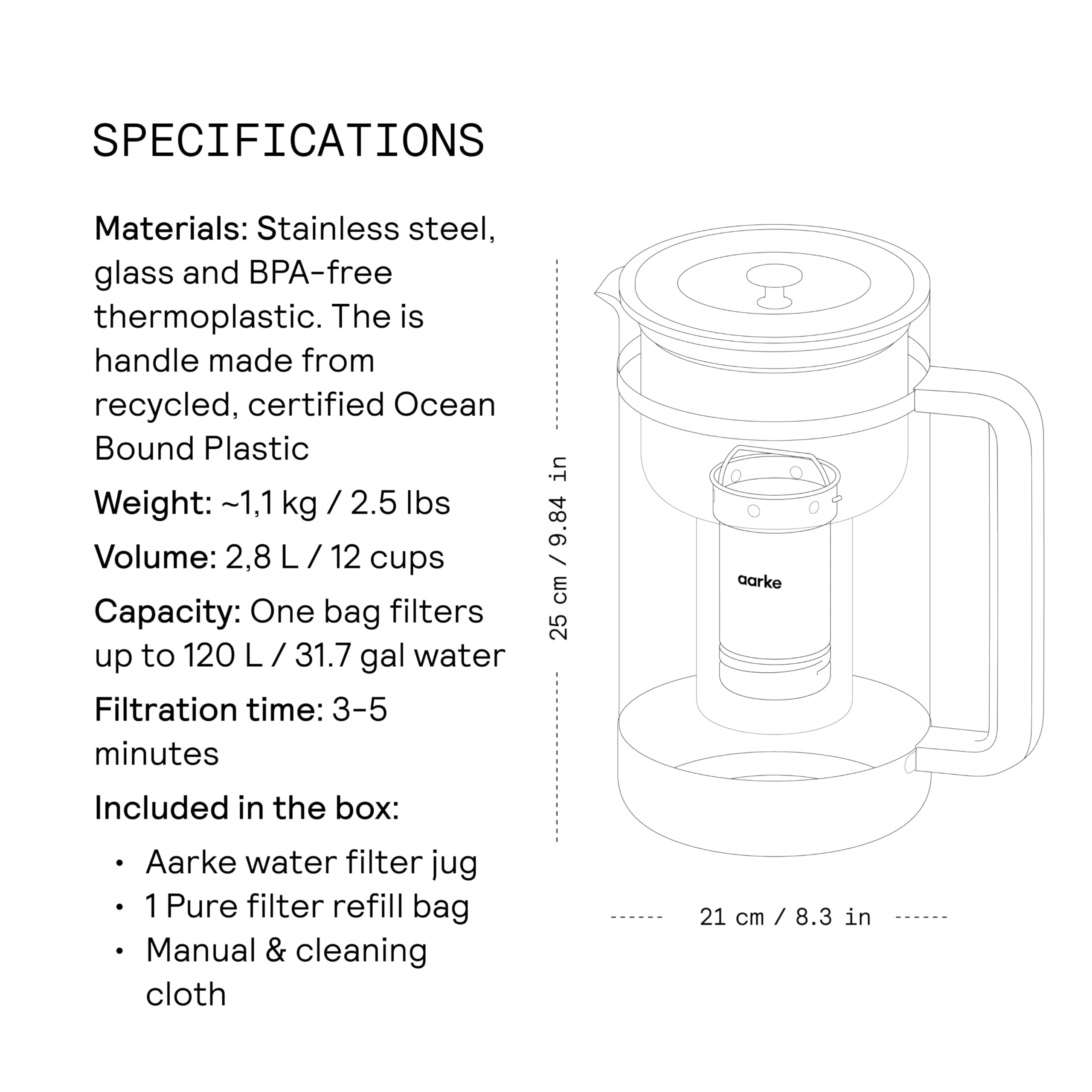 Aarke Purifier complete set shown for convenient hydration at home.