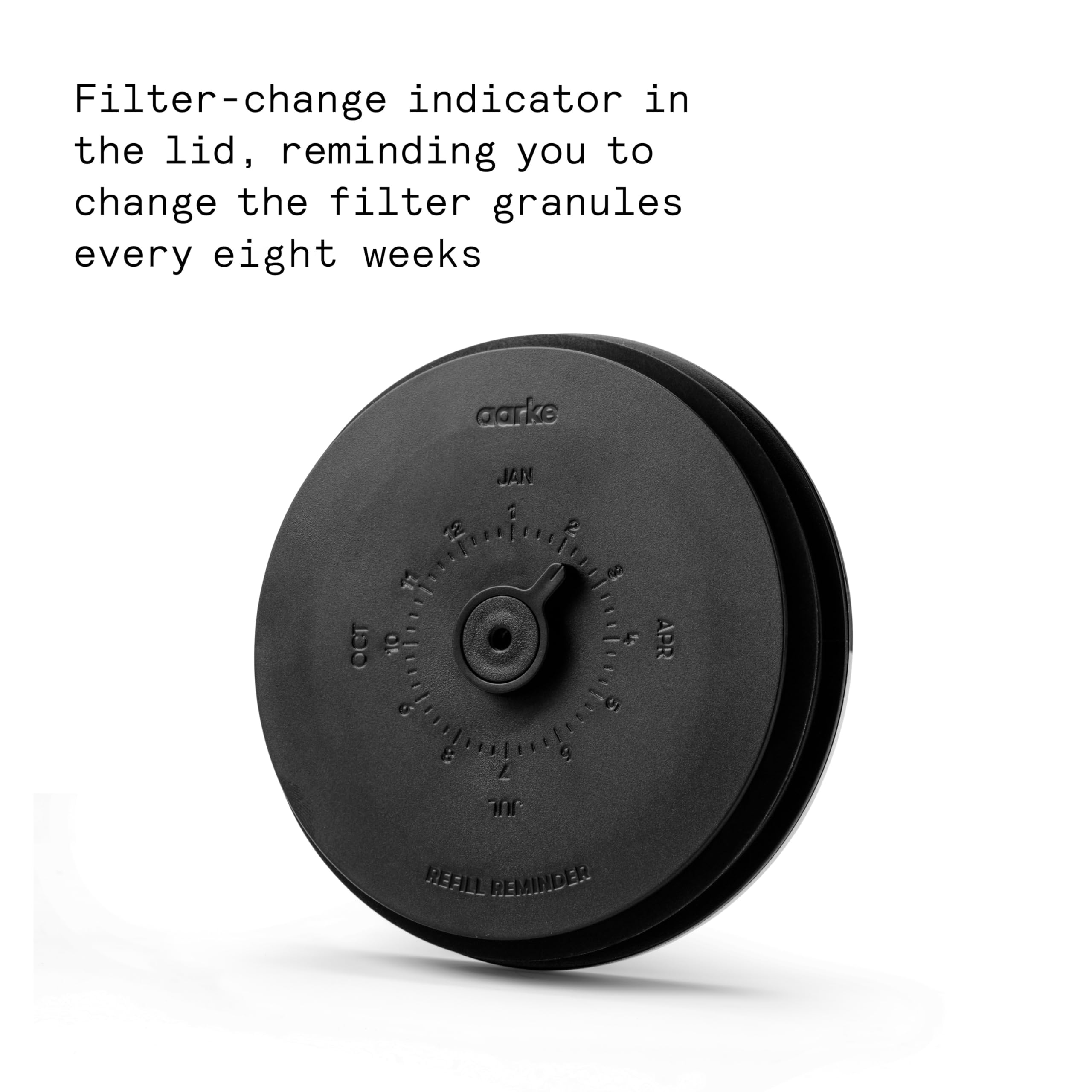 Aarke Purifier enriched filter granules adding magnesium for smoother taste.
