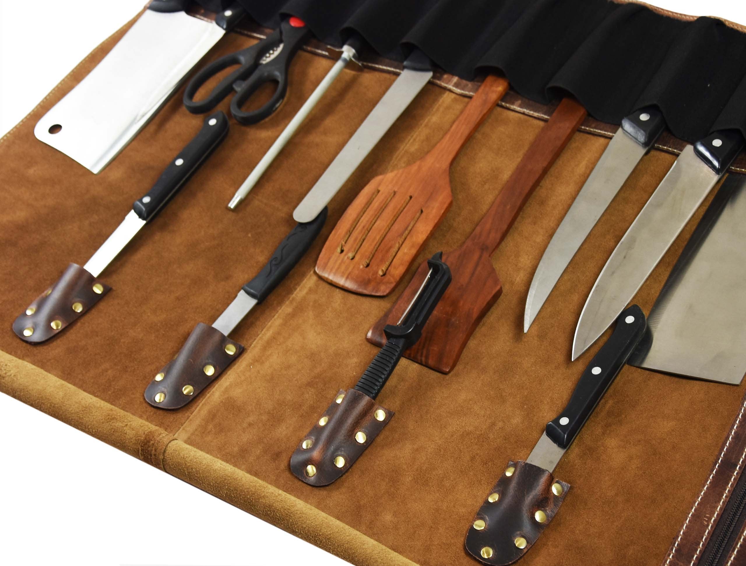 Aaron Leather Knife Roll crafted from Buff Calf Leather offers refined durability.