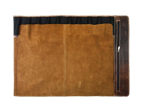 Aaron Leather Knife Roll shows stretchable pockets and a durable zipper pouch for mobility.