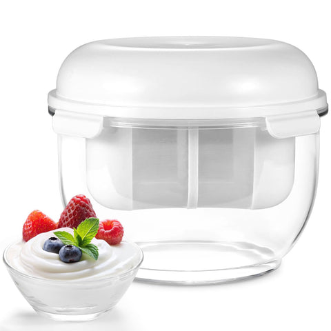 Aastrogleam Greek Yogurt Strainer XL container in white for thick homemade yogurt.