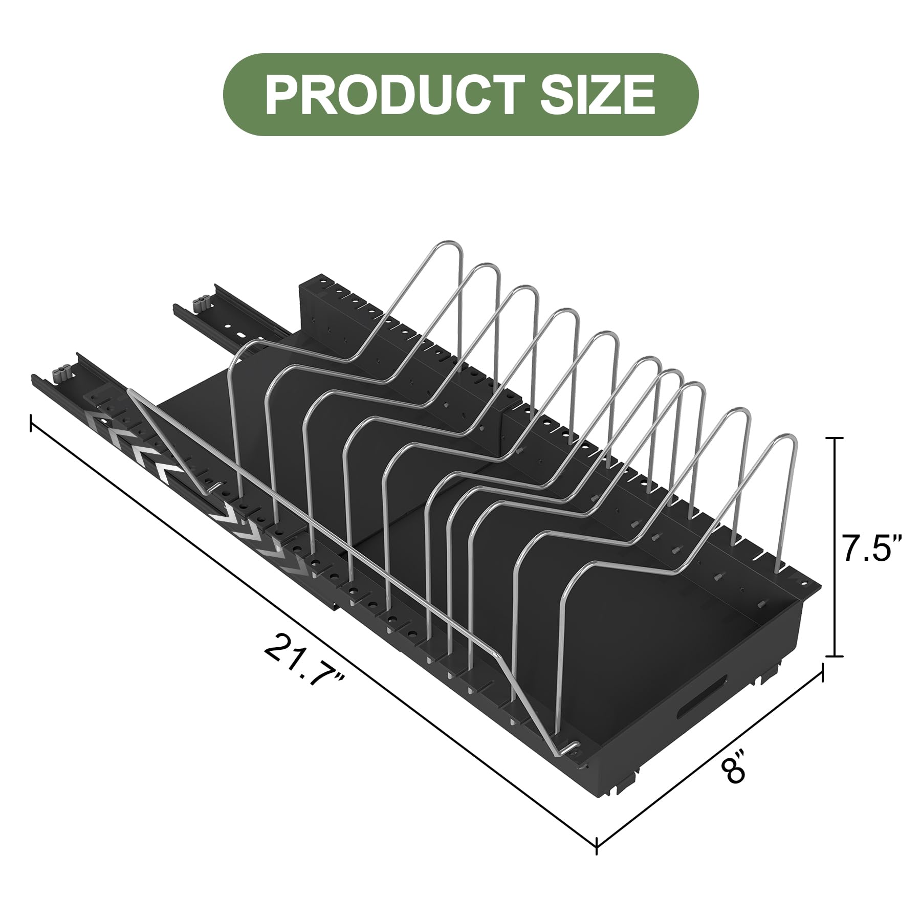 Abalter extendable length from 15 to 21 inches for flexible storage.