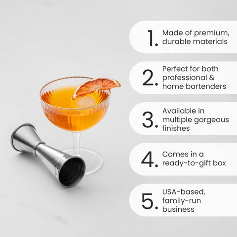A Bar Above 304 stainless steel jigger offering rust resistance for busy bars.