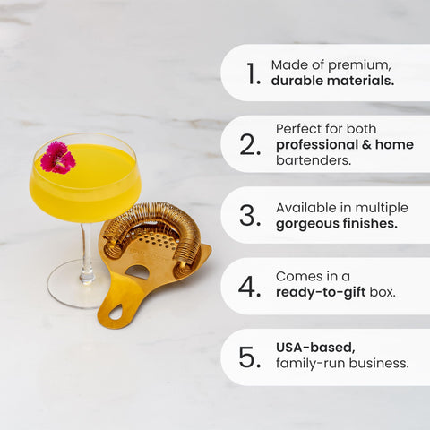 A Bar Above antique copper Hawthorne strainer ergonomic design supports comfort.