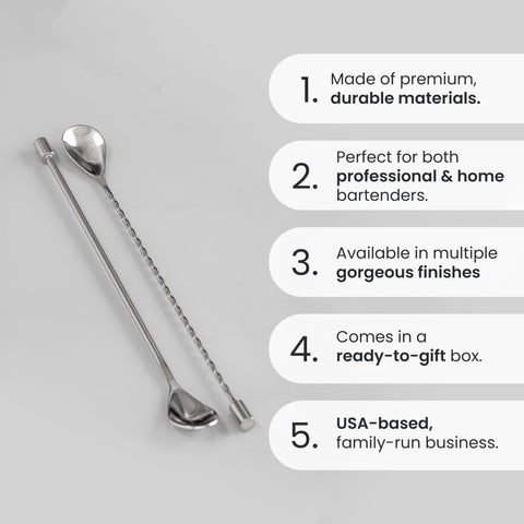 A Bar Above spoon set with smooth handle for effortless stirring