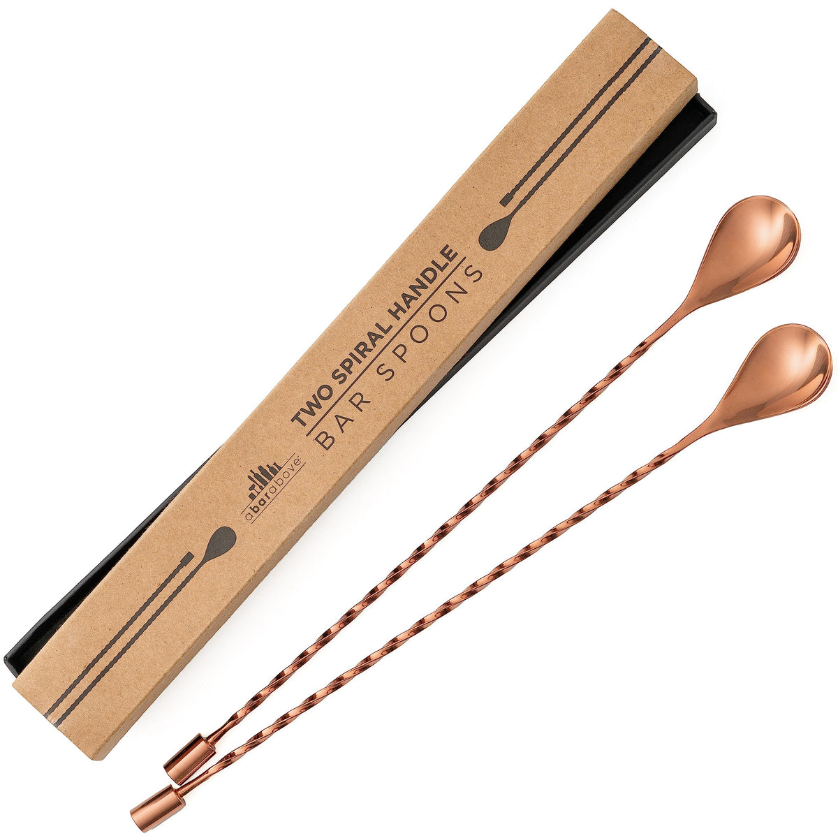 A Bar Above bar spoon set with spiral handle for precise, fluid stirring in cocktails.