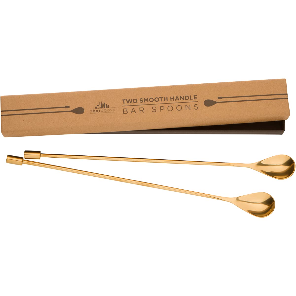 A Bar Above bar spoon set with spiral handle for precise stirring and elegant gold finish.