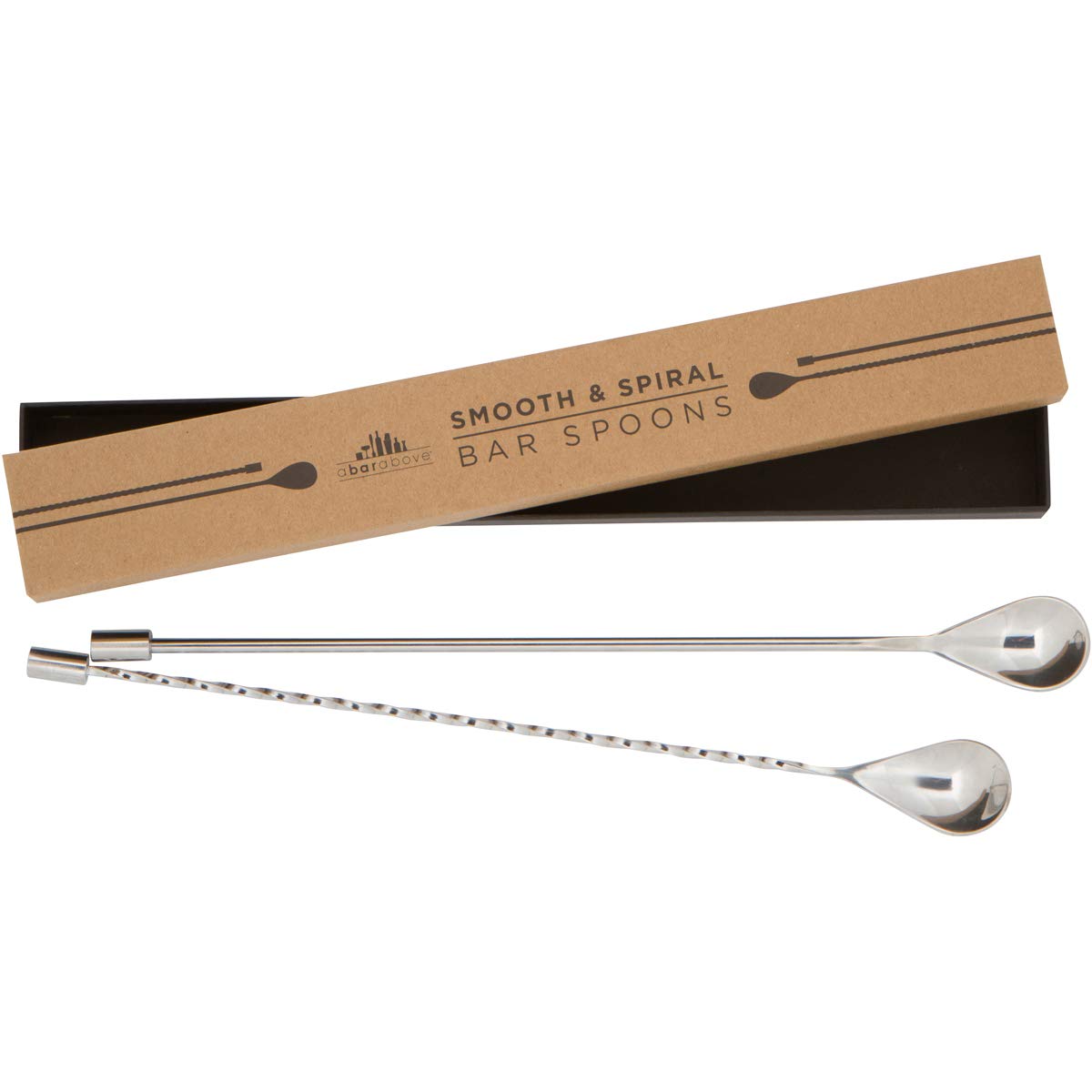 A Bar Above bar spoon set with spiral handle for precise stirring in a shaker