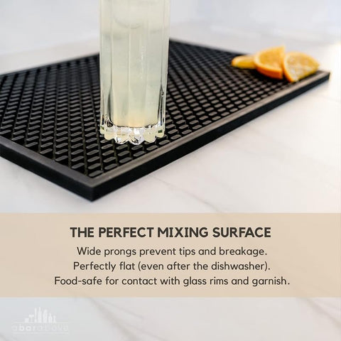 A Bar Above food-safe silicone mat construction resists warping under heavy use.