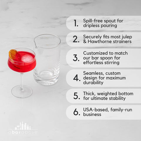 A Bar Above lead-free crystal, durable and dishwasher safe for busy bars.