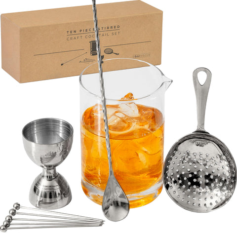 A Bar Above crystal mixing glass showing dilution for precise stirred cocktails
