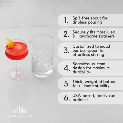 A Bar Above weighted base stabilizes stirring to prevent spills.