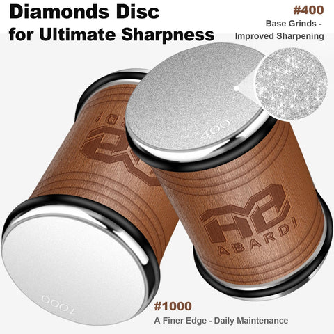 Abardi diamond disc 400 grit sharpening for edge refinement