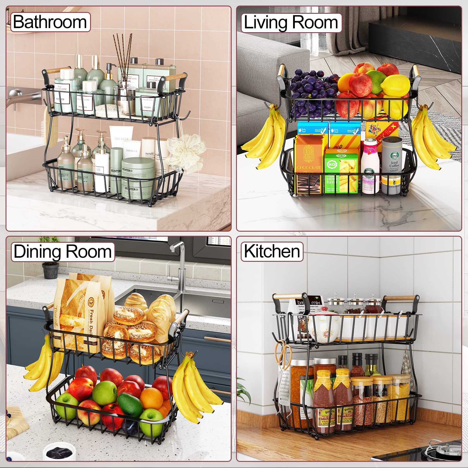 Alebew separable baskets offer flexible storage for fruits and vegetables.