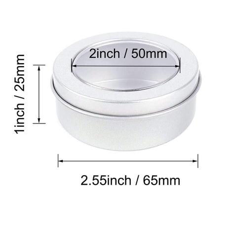 Abgream round tin with view window top keeps craft beads organized.