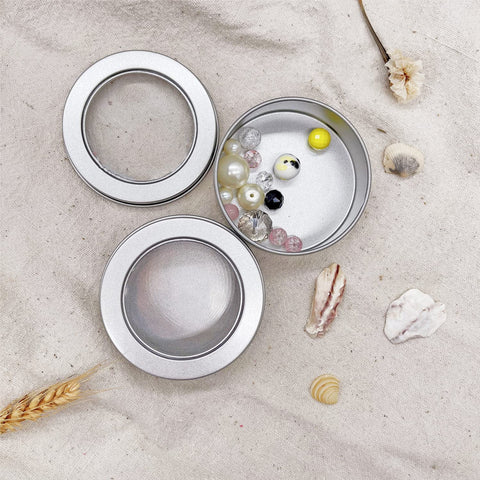 Abgream 60 ml capacity tin can fits sample products or jewelry components.
