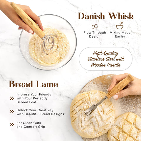 ABIOTO baking mat provides nonstick surface for dough handling.