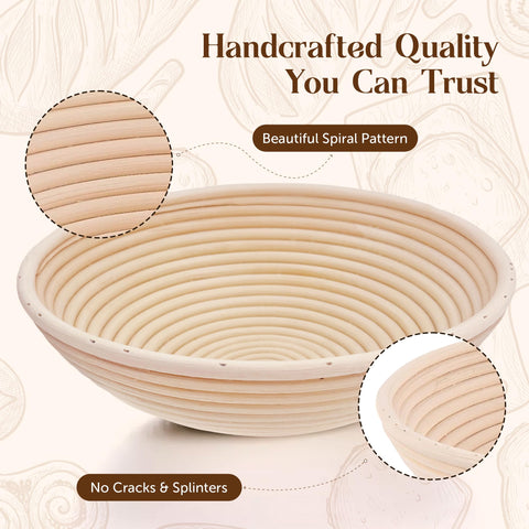 ABIOTO banneton pattern impression shows spiral ridges on dough for rustic bakery look.