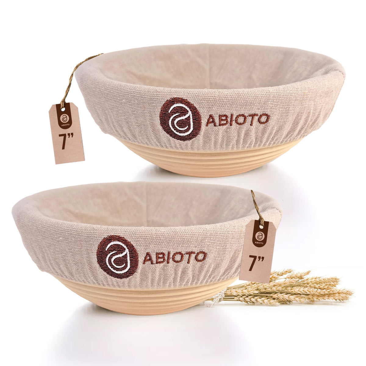ABIOTO banneton round 7-inch bread proofing basket elevates dough shaping for artisan loaves.