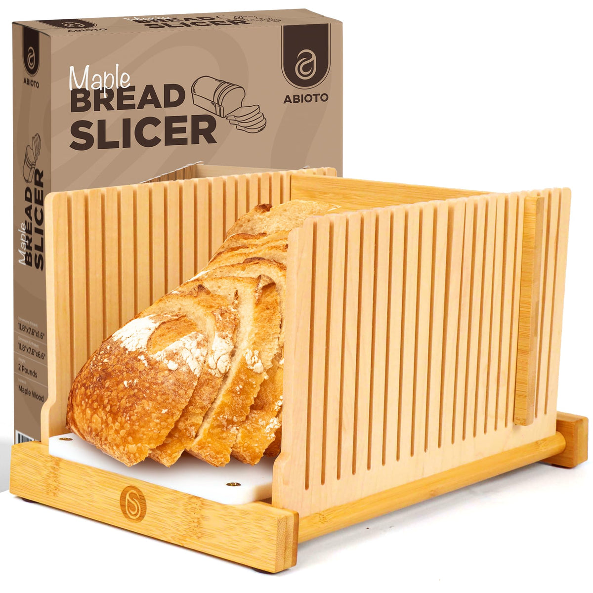 ABIOTO bread slicer demonstrates a stable base for precise, even slices.