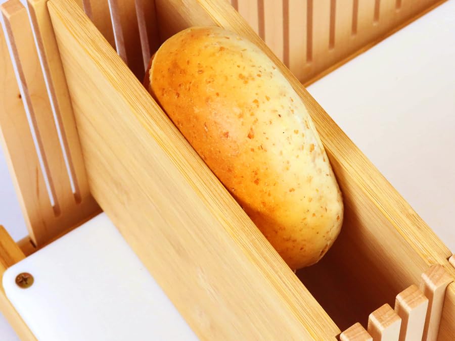 ABIOTO bread slicer guides your knife smoothly for precise cuts.