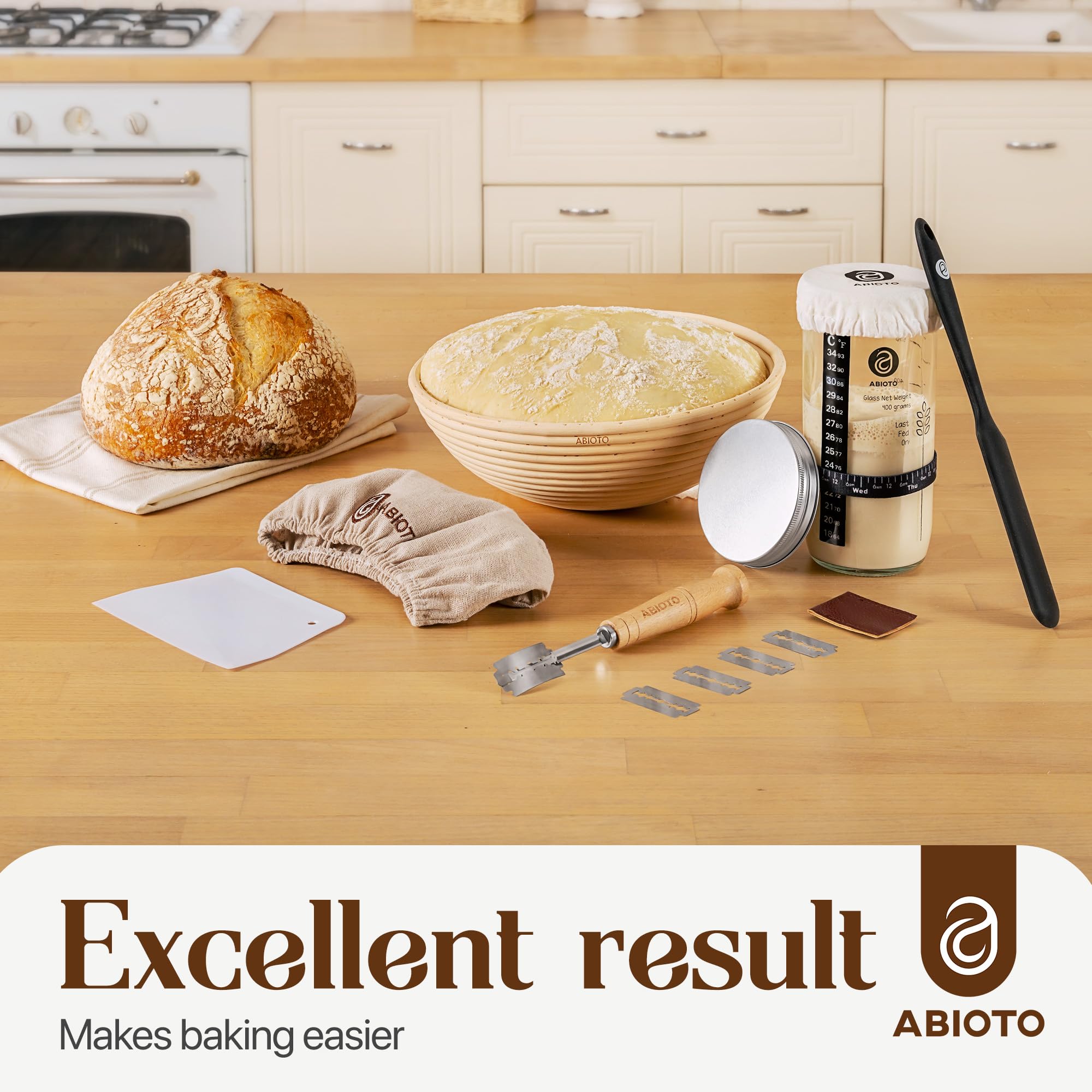 ABIOTO breathable cloth cover and airtight lid for starter storage.