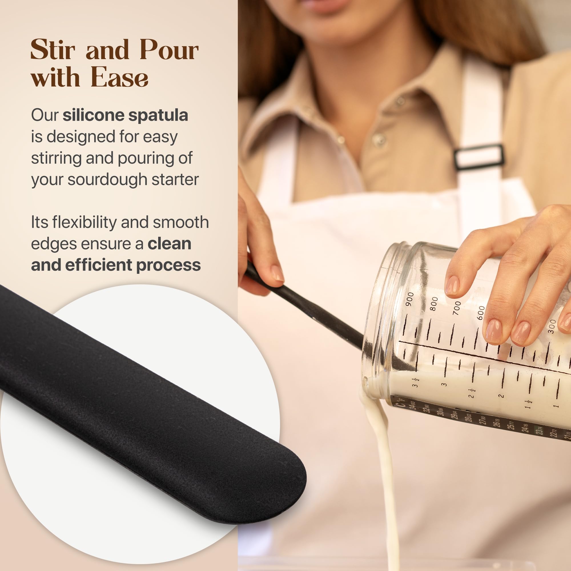 ABIOTO Danish whisk for smooth batter and starter blending.