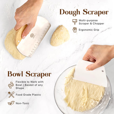 ABIOTO plastic scraper for precise dough handling and cleanup.