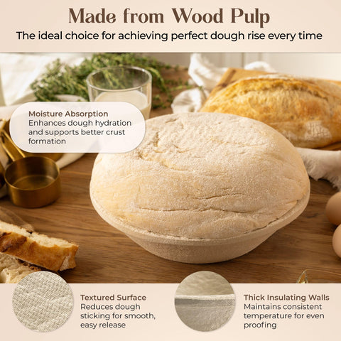 ABIOTO proofing basket made of natural wood pulp, durable bread proofing.