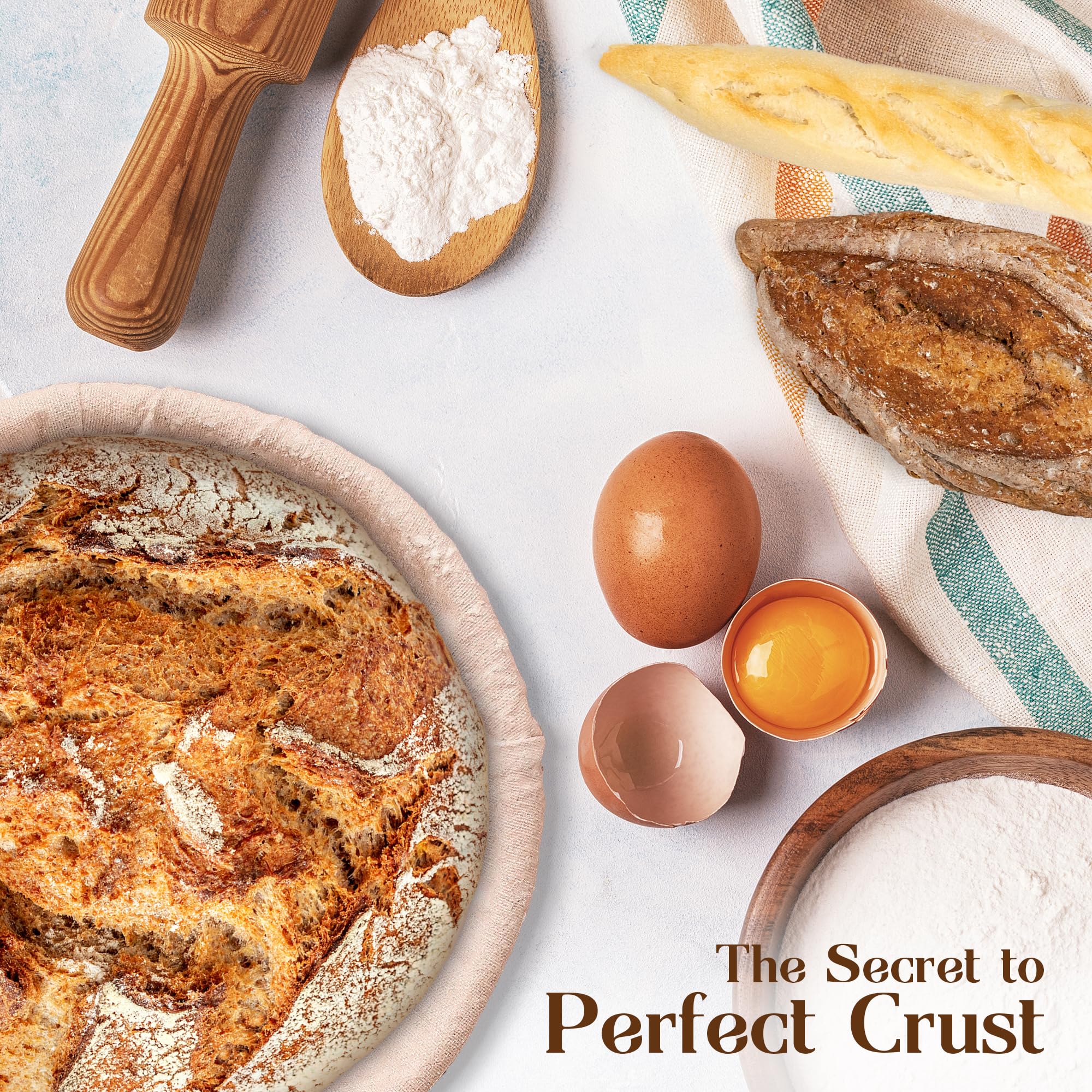 ABIOTO sourdough basket enables easy flour dusting and clean release after proofing.