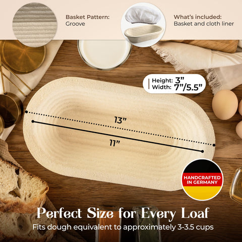 ABIOTO sourdough proofing basket showing grooved pattern for artisan crust