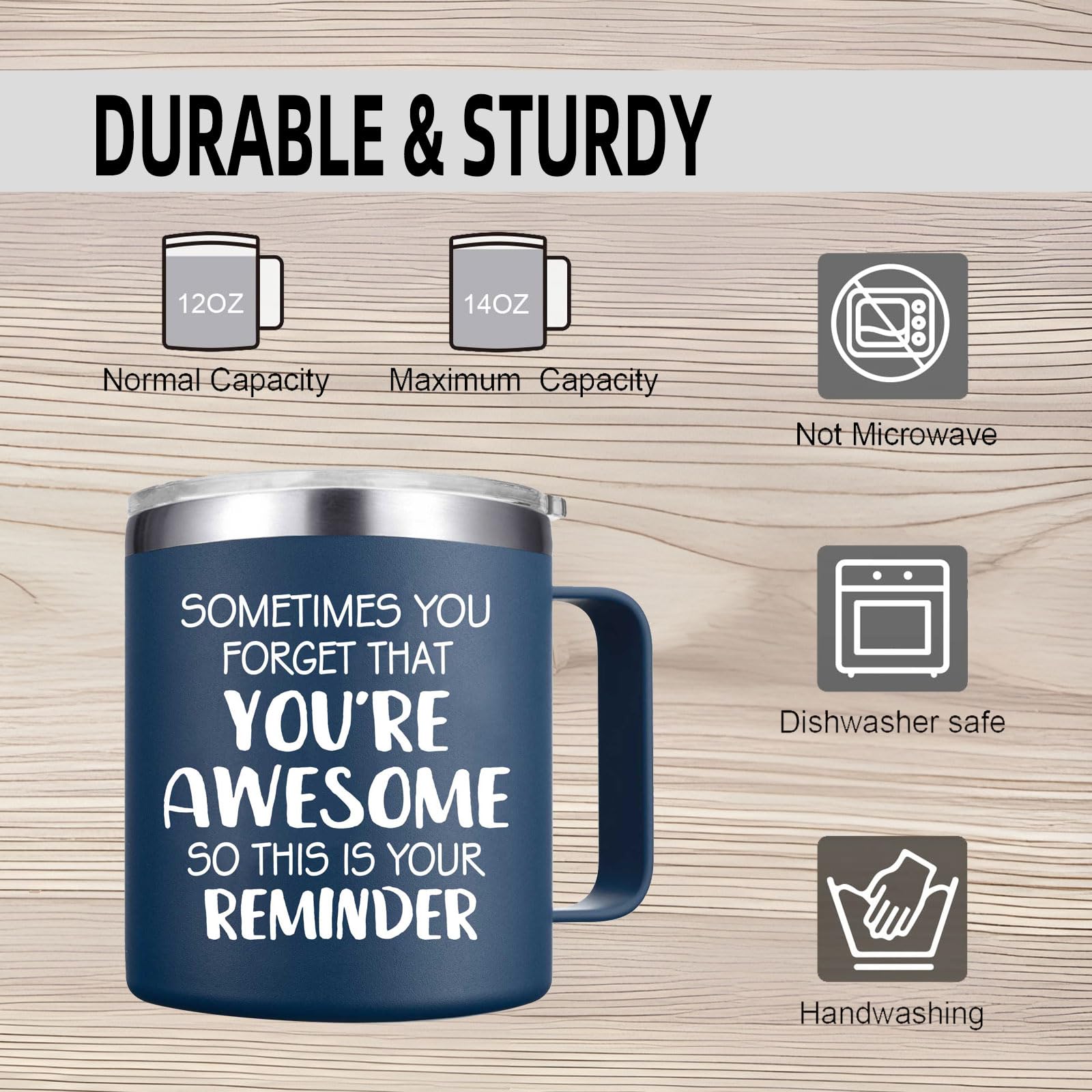 Abledn navy blue mug side view highlights durable, everyday-use design