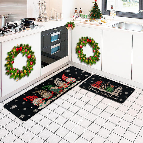 ABONDEVER Christmas gnome kitchen rug highlights holiday charm and non-slip stability.