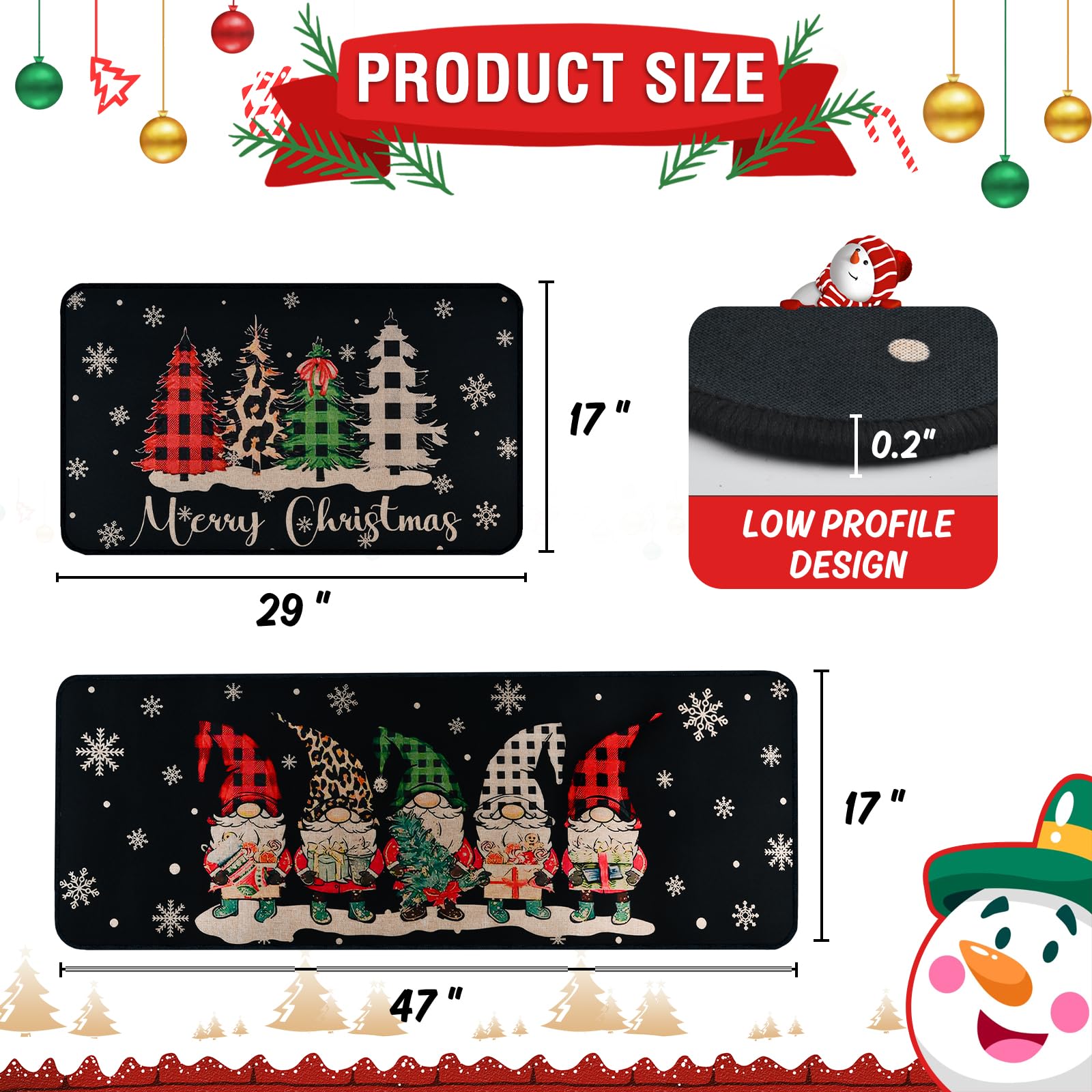 ABONDEVER Christmas tree pattern rug adds durable style to kitchens.