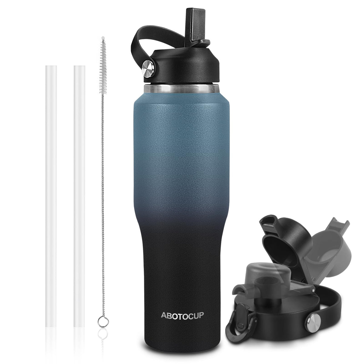 ABOTOCUP 32oz insulated bottle fits car cup holders for easy on-the-go hydration.