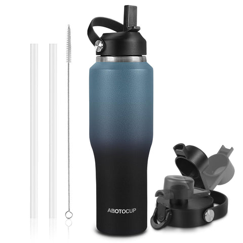 ABOTOCUP 32oz insulated bottle fits car cup holders for easy on-the-go hydration.