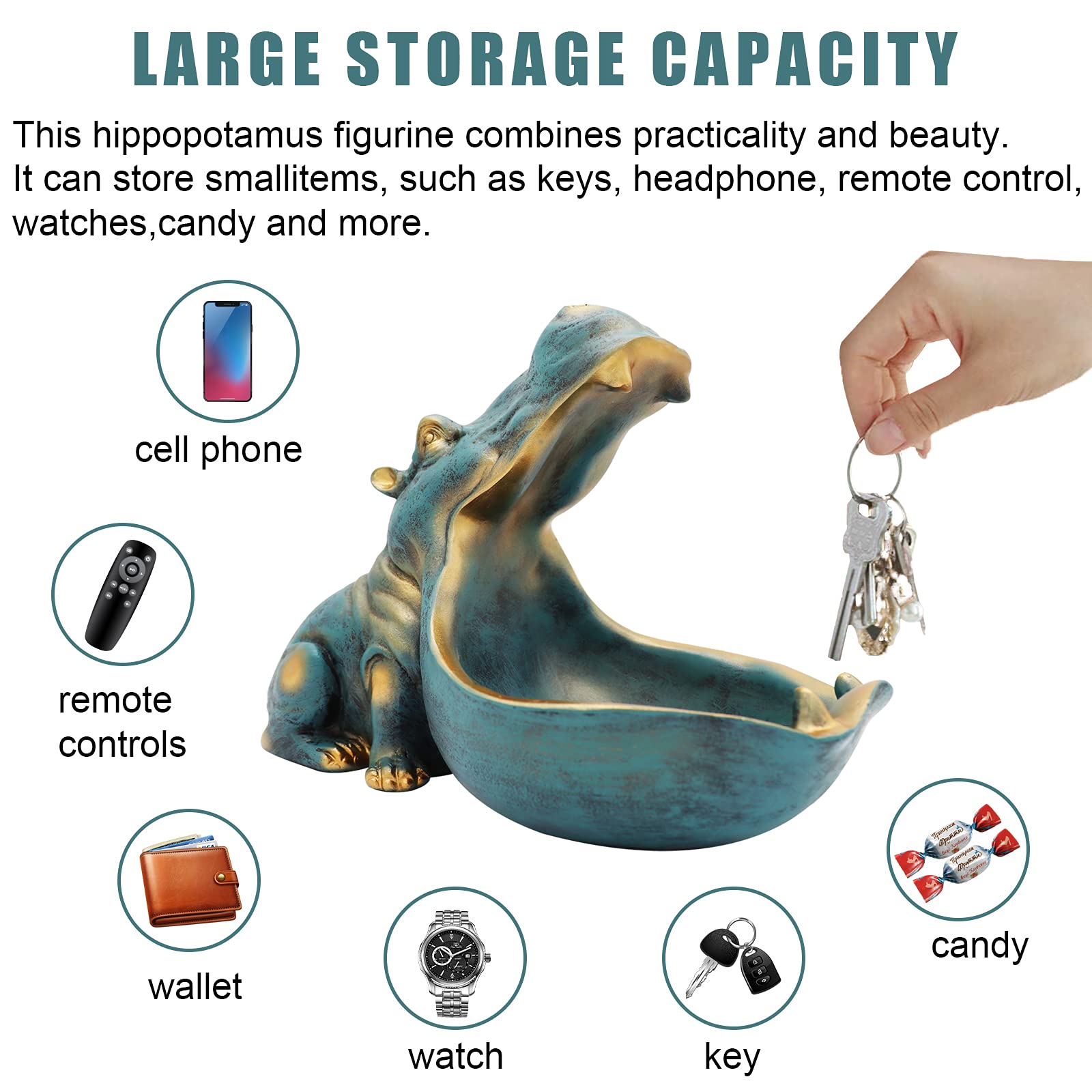 aboxoo hippo candy dish open top for sweets.