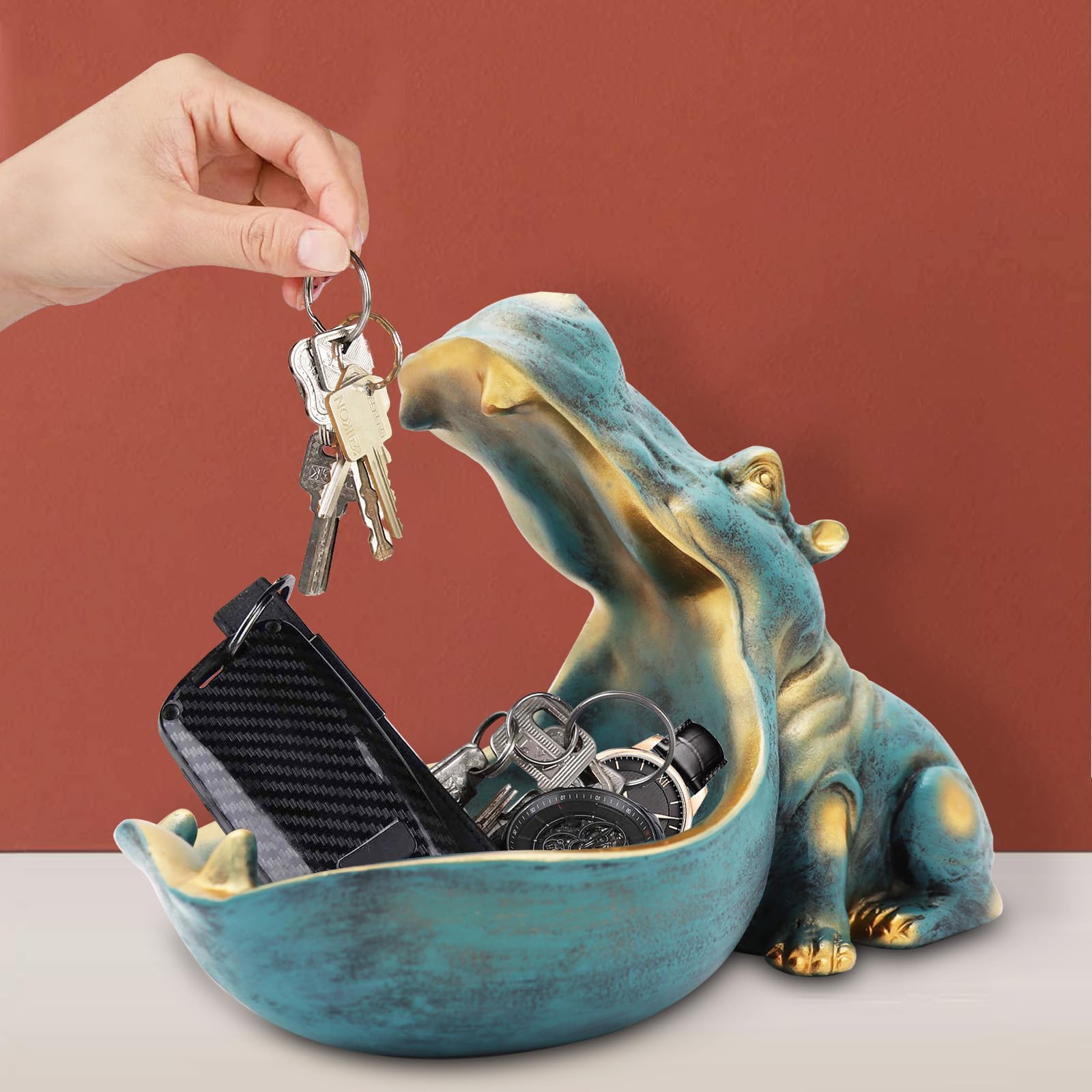 aboxoo hippo desk organizer doubles as sculpture.