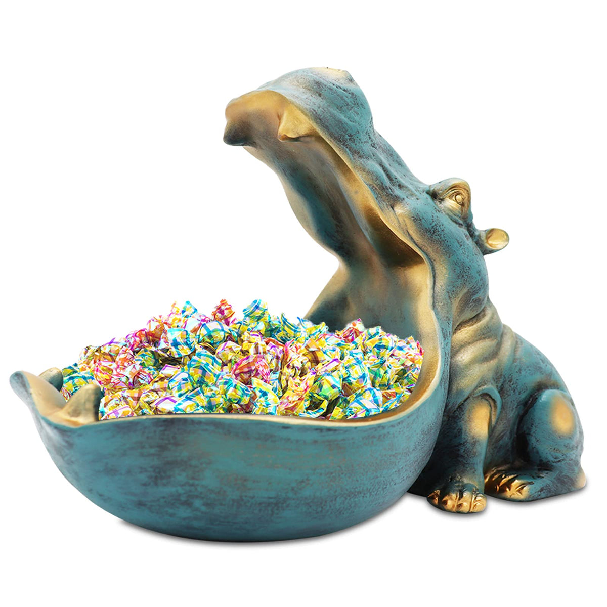 aboxoo hippo statue large resin dish for decorative storage.