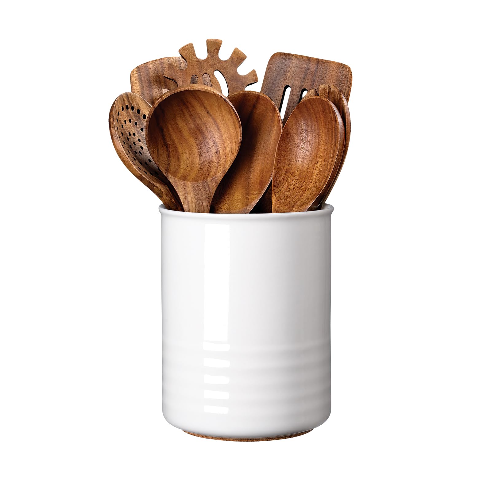ABRUTY ceramic utensil holder on counter provides stylish kitchen storage