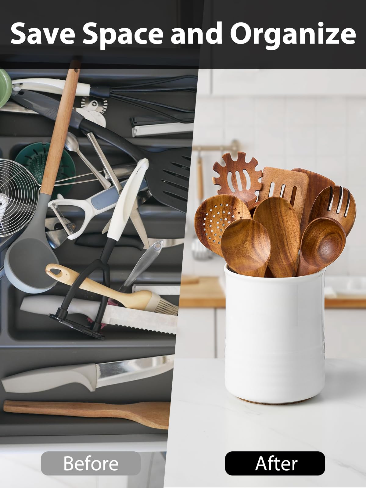 ABRUTY ceramic organizer doubles as a vase for fresh blooms