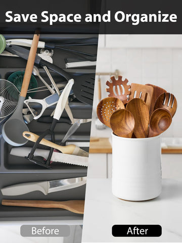 ABRUTY ceramic organizer doubles as a vase for fresh blooms