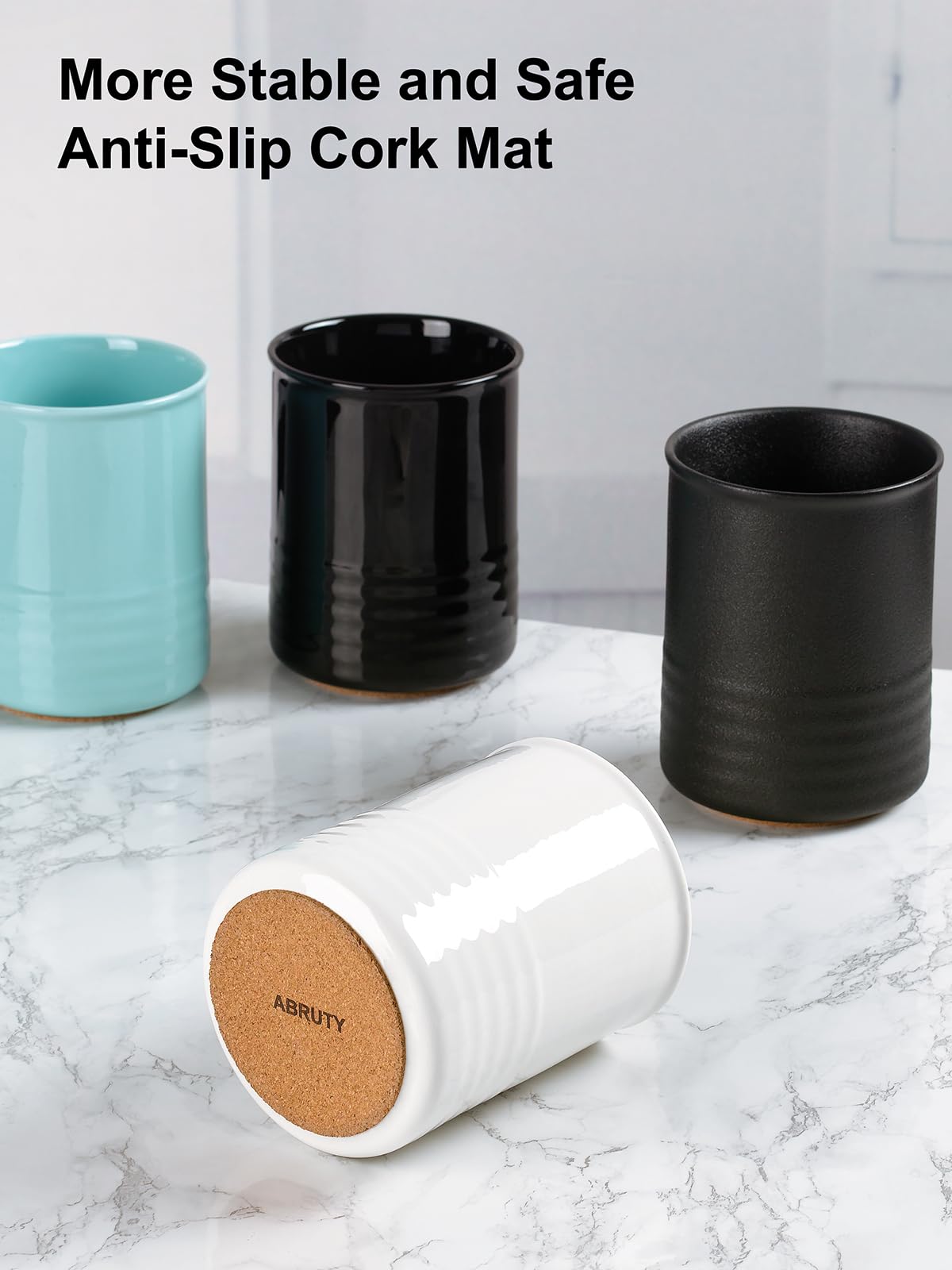 ABRUTY utensil holder with modern design complements farmhouse kitchens