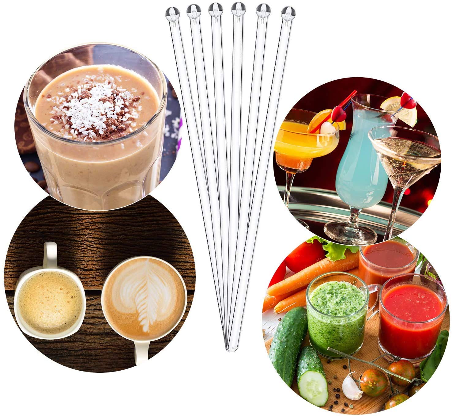 ABSOK clear plastic stirrers seven inches ideal for hot and cold beverages.