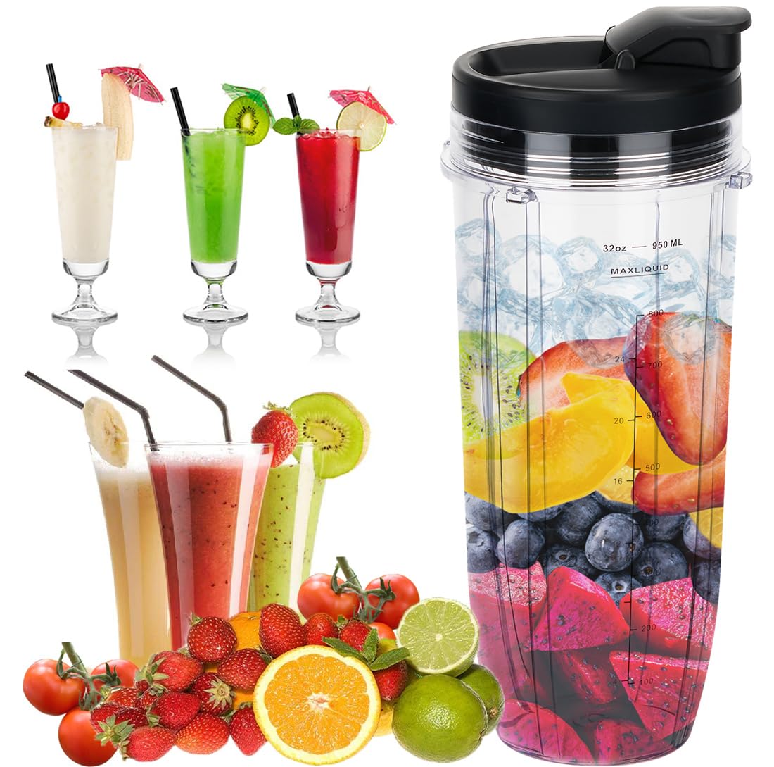ABTER easy-use 32oz cups support quick transitions from prep to blend