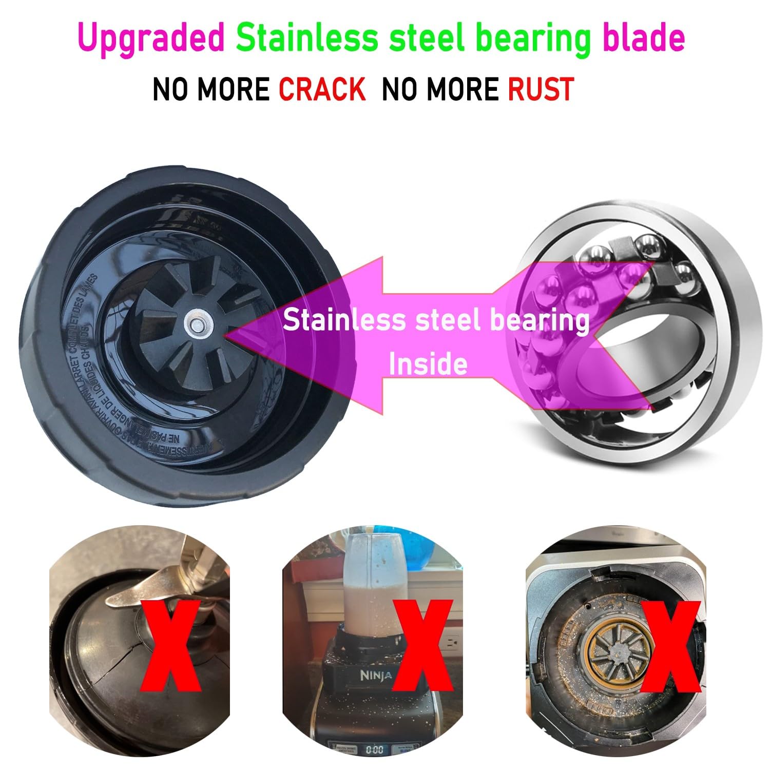 ABTER updated blade design for Ninja blender – reduced cracks and rust.