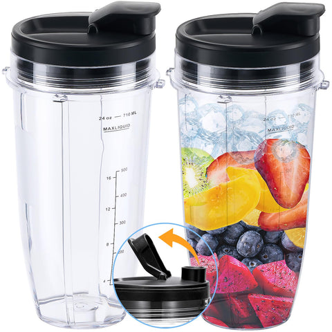 ABTER replacement 24oz Ninja cup with sip-seal lid, front view for quick blends.