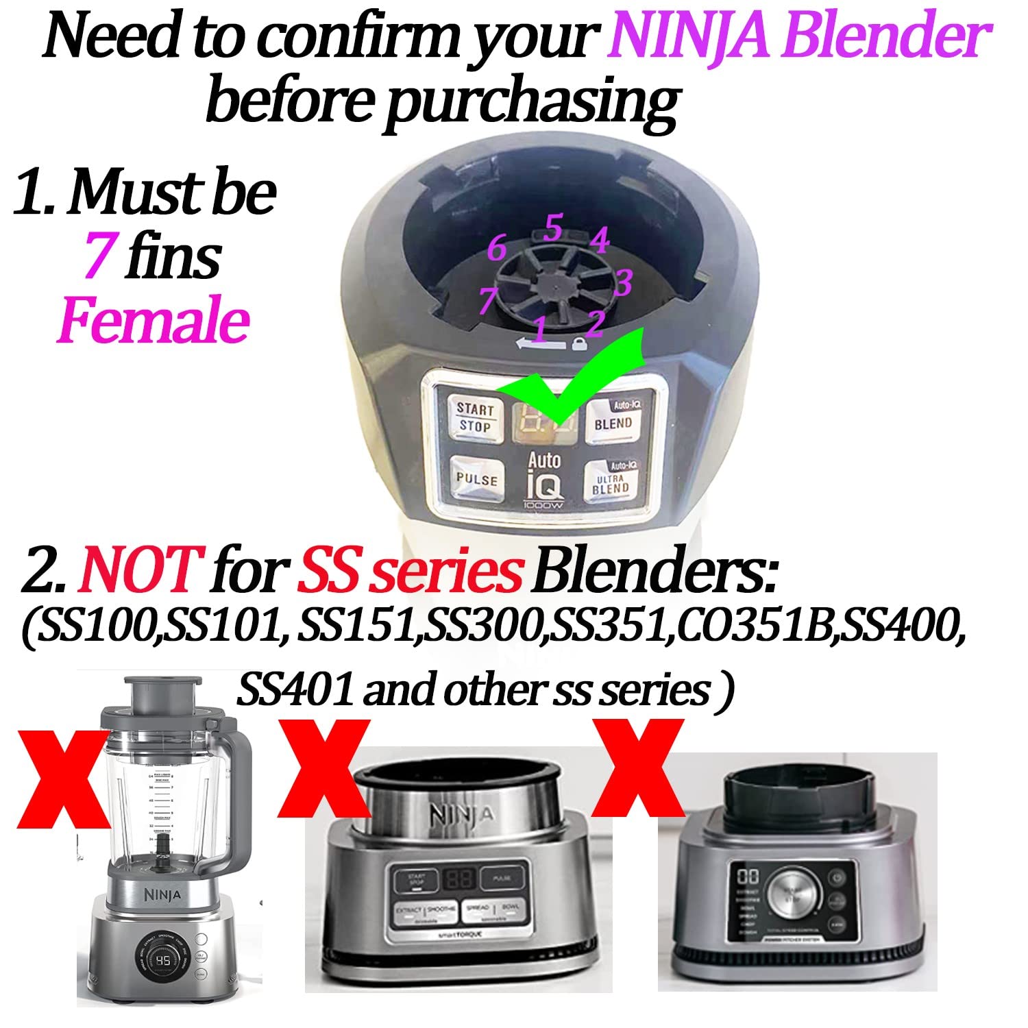 ABTER 7-fin blade replacement for Ninja Auto-iQ blender, clean edge