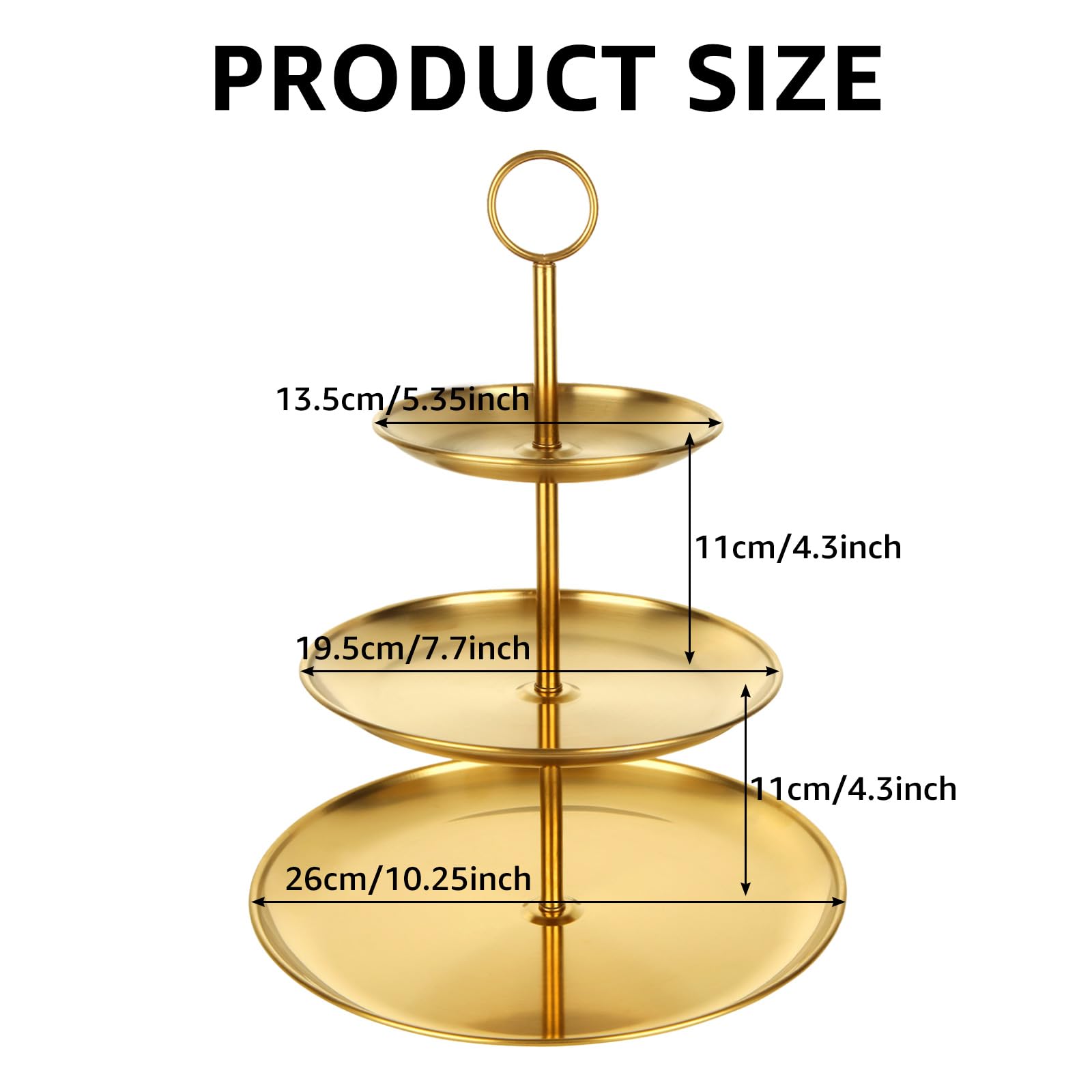 ABuff 3-tier gold cupcake stand assembled for stable dessert tower