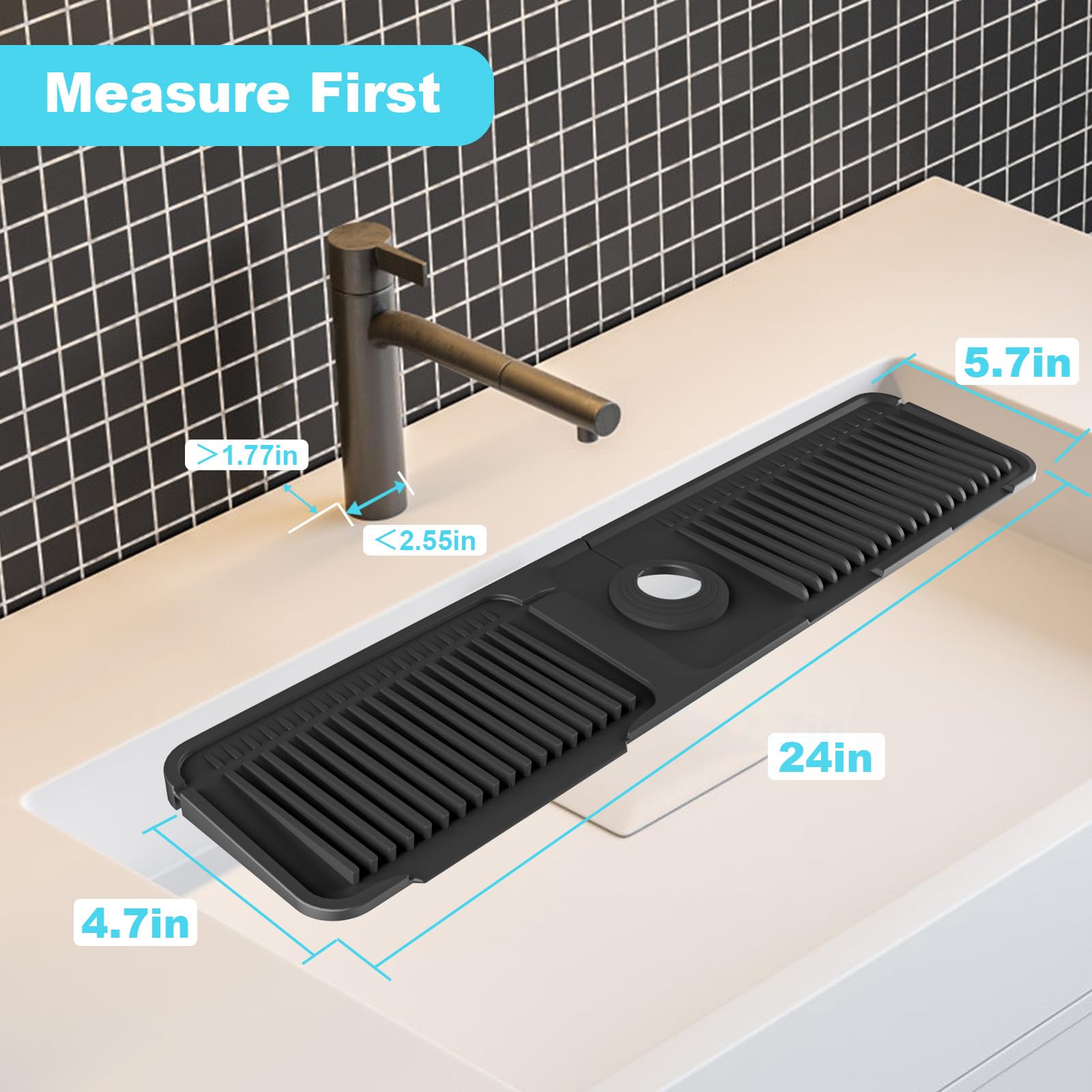 Abulun faucet mat with button lock securing two ends